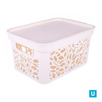Корзина с крышкой Leaves 5,5л 274х197х140мм (молочный)