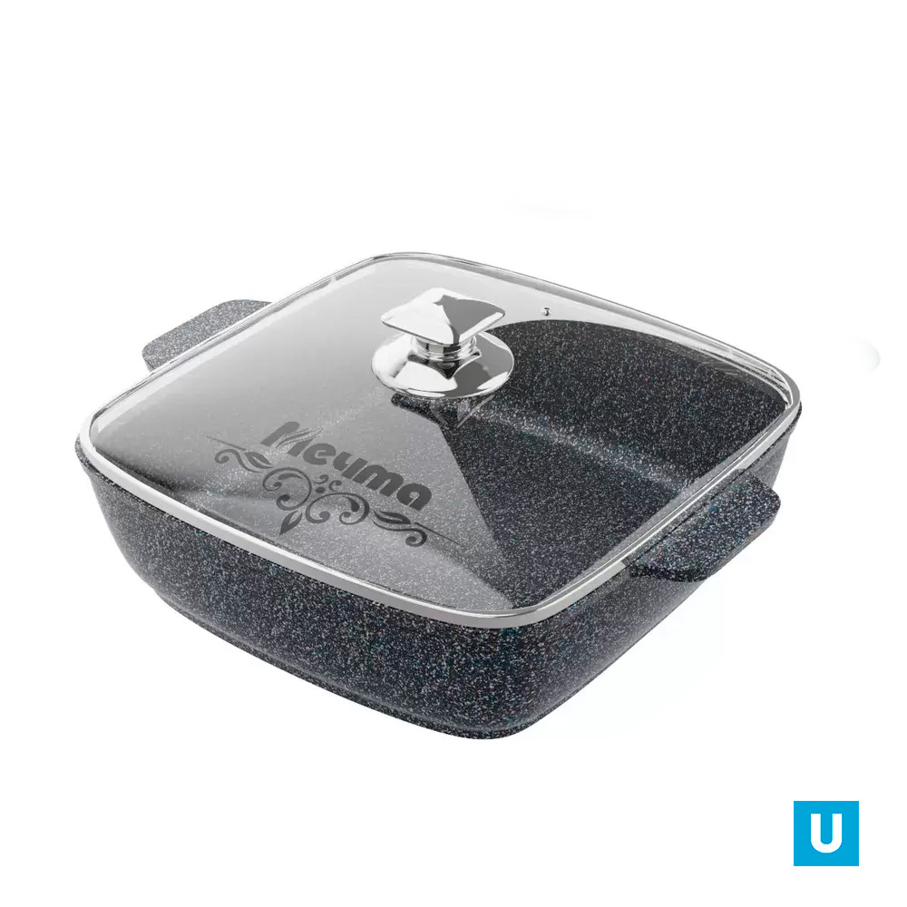 Жаровня квадратная 24х24 см АП Гранит ультра арт.37803