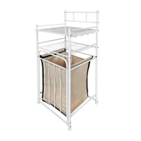 Стеллаж с корзиной для белья 2-х ярусный арт.СК01 цв.белый 380*350*1050