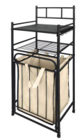 Стеллаж с корзиной для белья 2-х ярусный арт.СК02 цв.чёрный 380*350*1050