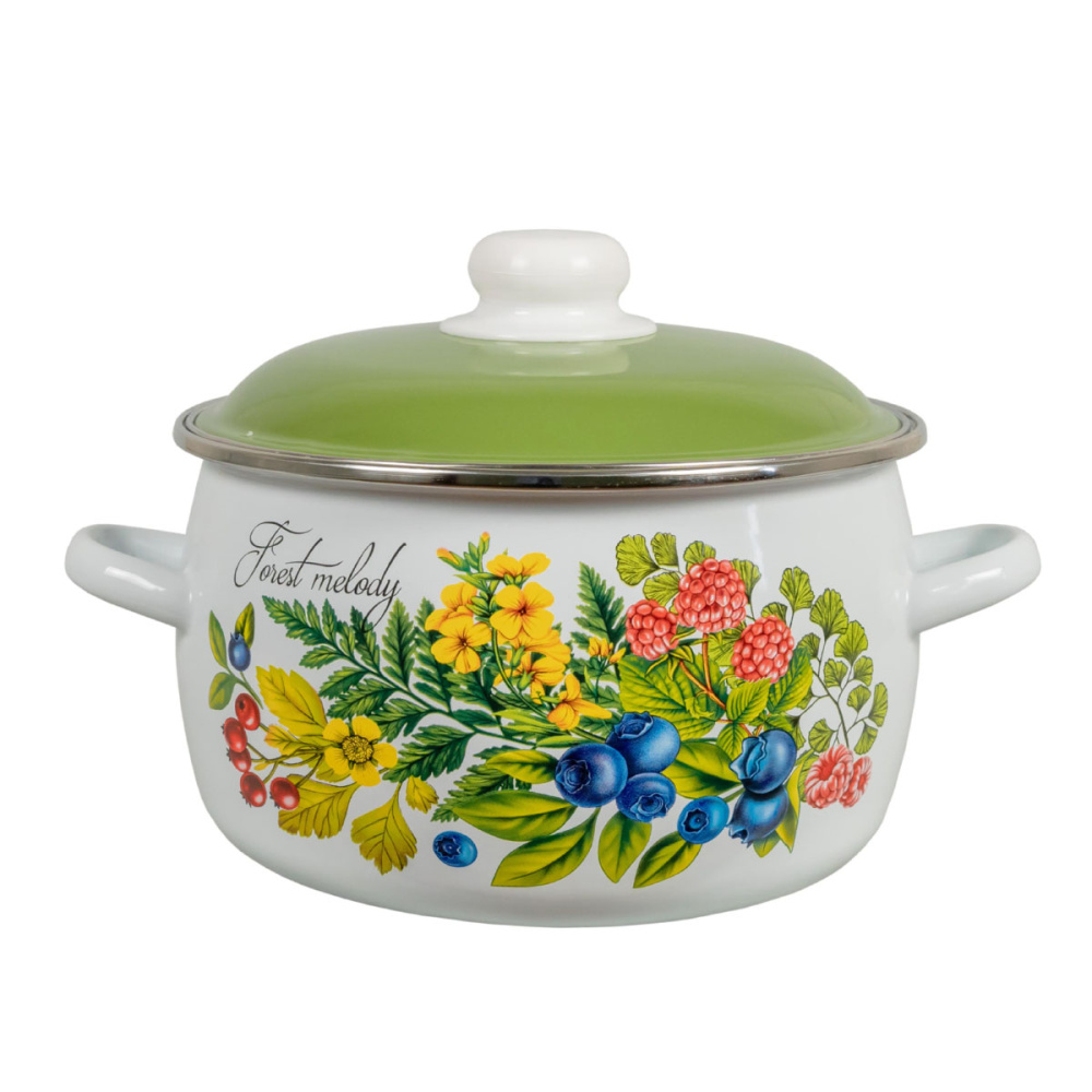 Кастрюля сф. 5,5л, белосн., Лесная мелодия, 6RC221M