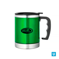 Кружка с крышкой, цветной пластик, прямая, 0.35 л.