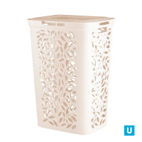 Корзина для белья "LEAVES" 60л 440х340х635мм (молочный)