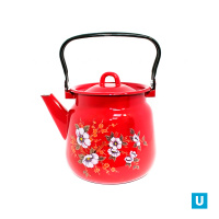  Чайник 3,5 л сфер. декор вишнёвый/чёрный рябчик с пластм. кнопкой