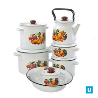 набор 25 белый Йогурт   кастрюли цил.: 2л, 3,5л, 5,5л, 8 л, миска 4л, чайник 1л , чайник 3,5л (2716)