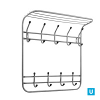 Вешалка настенная 2-х ярусная "Комфорт" 5/4 кр. арт.ВНК543 цв.серый металлик 550*220*585