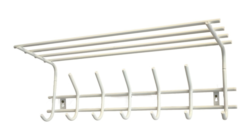 Вешалка настенная с полкой "Комфорт 7" 7 крючков, цв.белый (2 шт/уп)