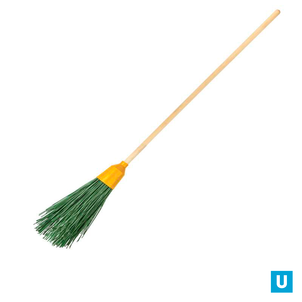 Метла наборная «Стандарт» 4 кольца,  ворс ПП первичный цветной, колпак, чер/берез 120 см