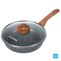 Сковорода 240/65мм Гармония МРАМОР пласт/руч. с кр. (п/у), с2452мр
