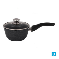 Ковш 1,5л с носиком со съемной ручкой, со стекл. крышкой, АП (темный мрамор)