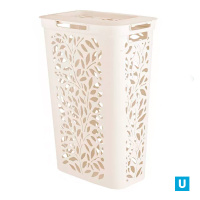 Корзина для белья 40л "LEAVES"  440х275х635мм (молочный)