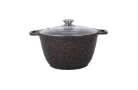 Кастрюля 4л со стекл. крышкой АП (кофейный мрамор) линия "Marble Induction"