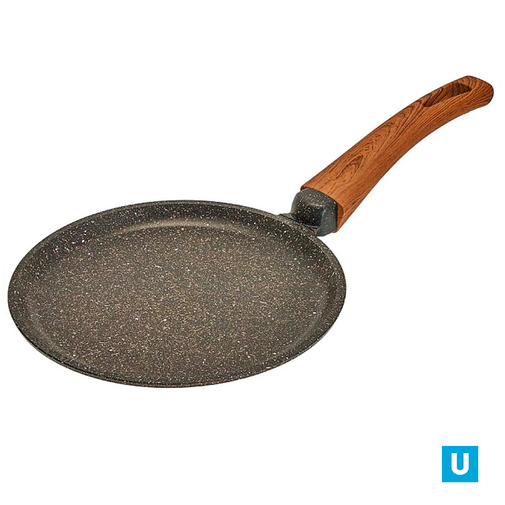 Сковорода блинная 22см.,серии"Мегалит 18" Гранит а/п, ручка soft-touch