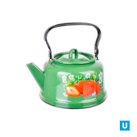  Чайник 3.5 л декор зелёный рябчик с петлёй (закатн.дно)
