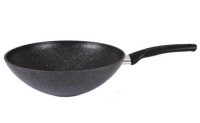 Сковорода wok (классическая) 280/95мм с ручкой, АП (темный мрамор)
