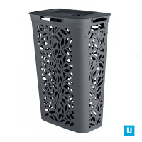 Корзина для белья 40л "LEAVES" 440х275х635мм (серый)