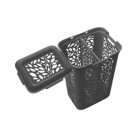 Корзина для белья 60л с разделителем "LEAVES" 440х340х635мм (серый)