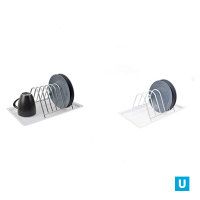 Подставка для тарелок и досок с поддоном, 16,5*18,5*13 черный