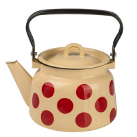  Чайник 3,5 л сфер. Красный горох, палевый с петлёй