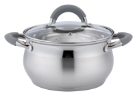 Кастрюля "Мелиса" 3.8л нерж.,ст/.кр.(d-20см, h-11,5см) ТРС. Капсульное дно. Индукция