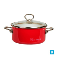 Кастрюля цил. 2л "Приятной трапезы/Bon appetit", вишн., 8SB185S