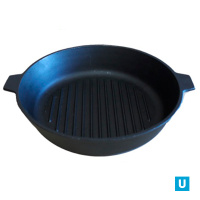 Сковорода гриль чугунная 280х60 с двумя ушками