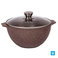 Казан для плова 10л со стеклянной крышкой АП Гранит коричневый арт.511806***