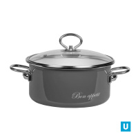 Кастрюля цил. 5,5л "Приятной трапезы"/"Bon appetit", белоснеж./мокр. асф., 8SD225S